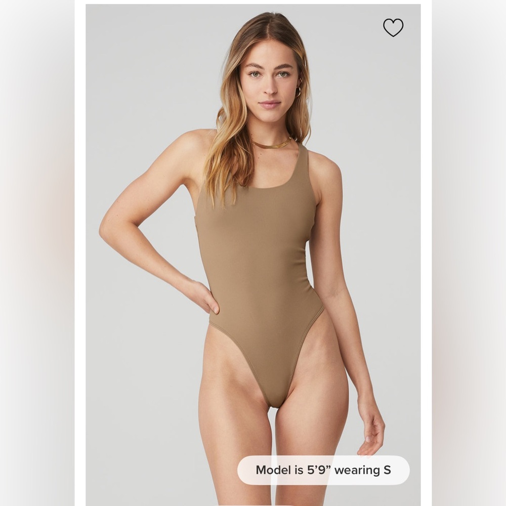 ALO Yoga Sleek Back Bodysuit-Taupe